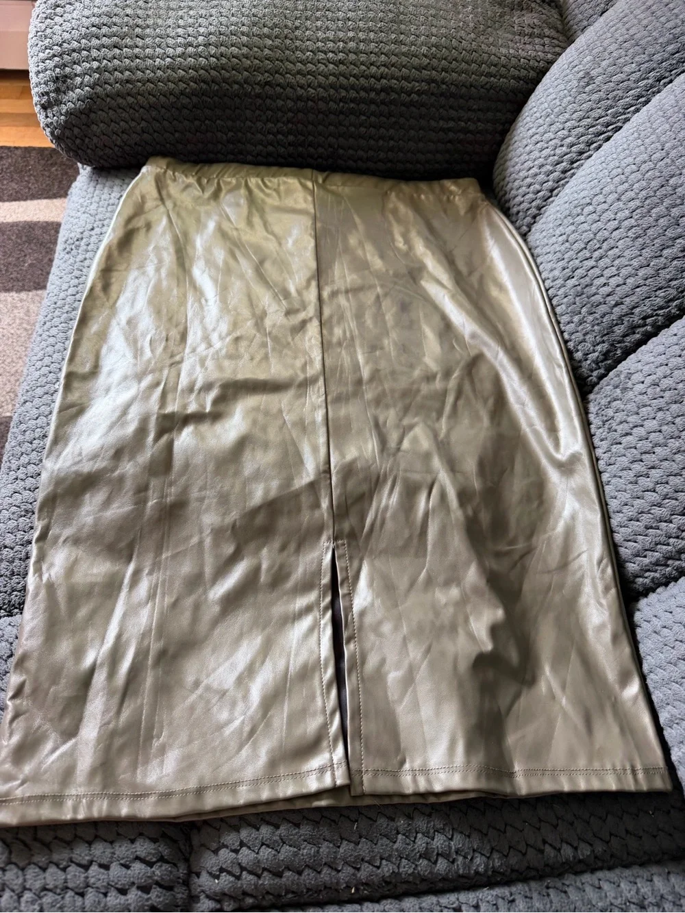 ASOS Olive Faux Leather Pencil Skirt